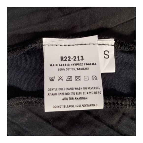 Ozai N Ku Tunic Top Tee Hi-Low Short Sleeve Pleated Cotton Black Womens Small - Picture 4 of 4